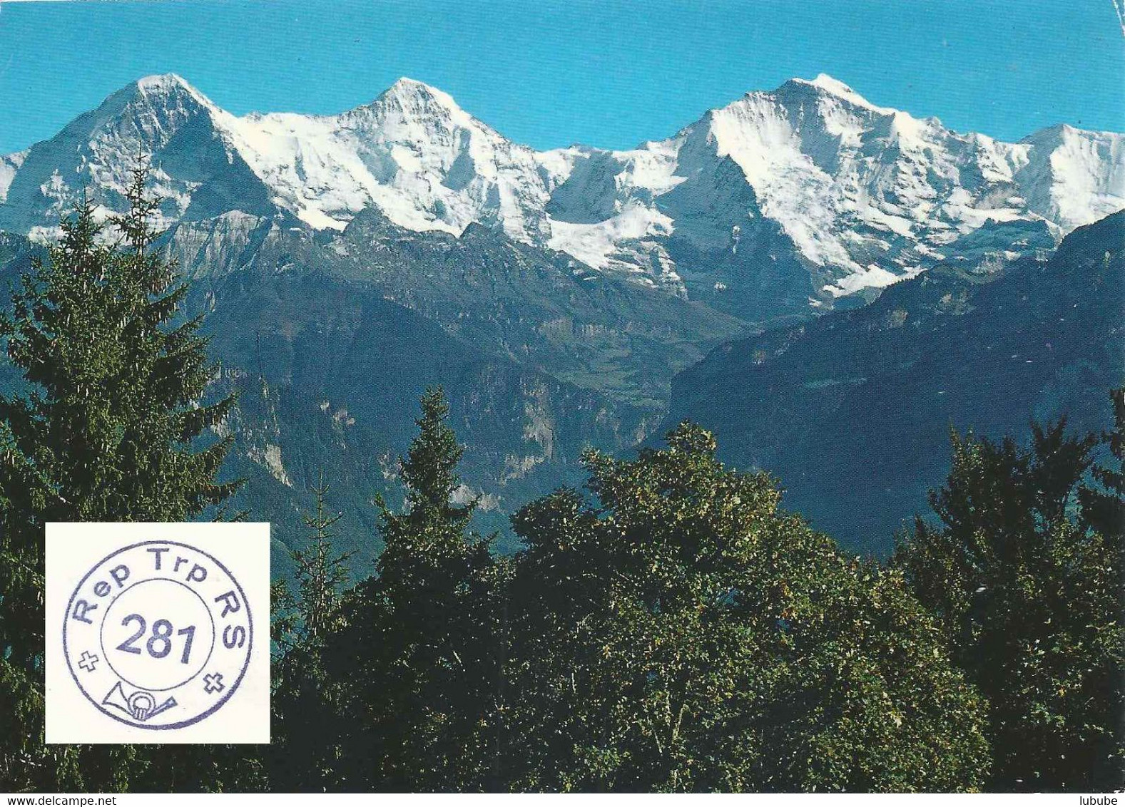 AK  "Eiger, Mönch, Jungfrau"  (Rep Trp RS 281 Feldpost)         Ca. 1980 - Poststempel