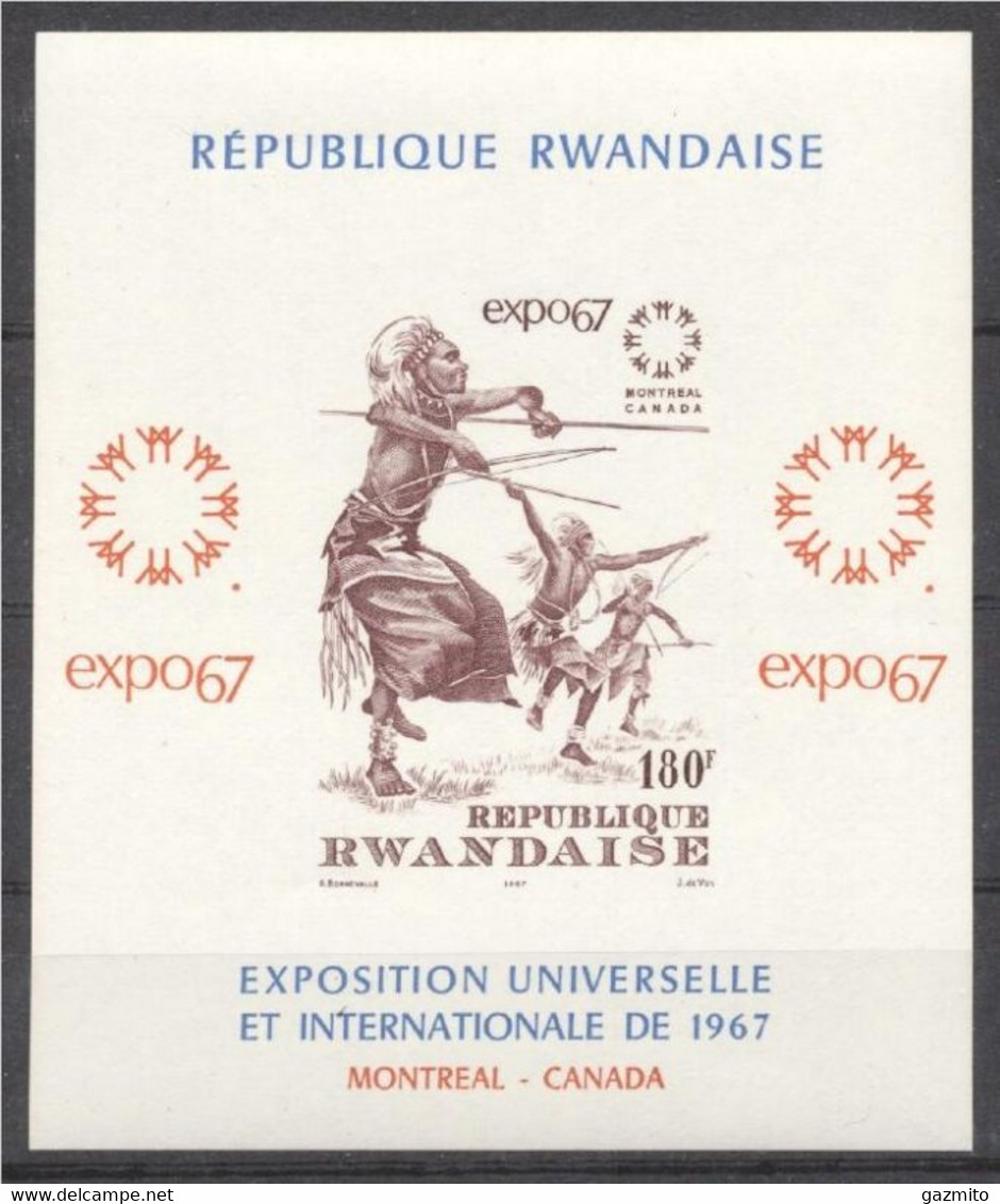 Rwanda 1967, Expo 67 In Montreal, Indigenous Dance, BF IMPERFORATED - 1967 – Montreal (Canada)