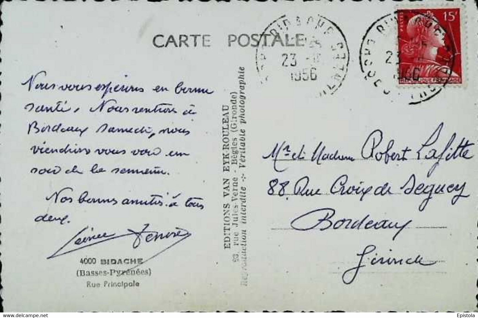 ► CPSM Bidache Rue Principale Epicerie Tabac  Bellocq  1950 - Bidache