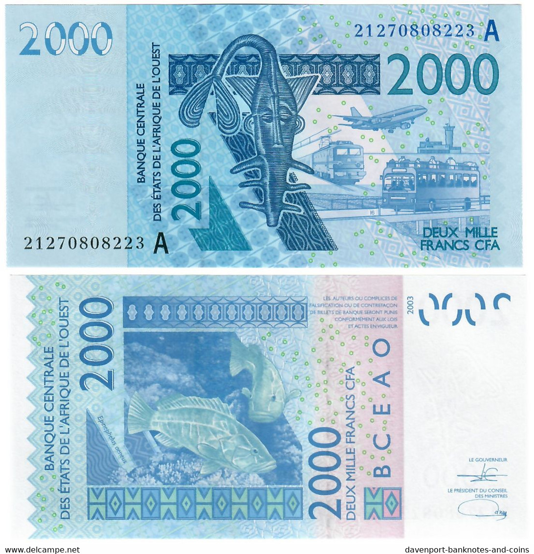 Côte D'Ivoire (Ivory Coast) 2000 Francs CFA 2003 (2021) "A" UNC - Costa De Marfil