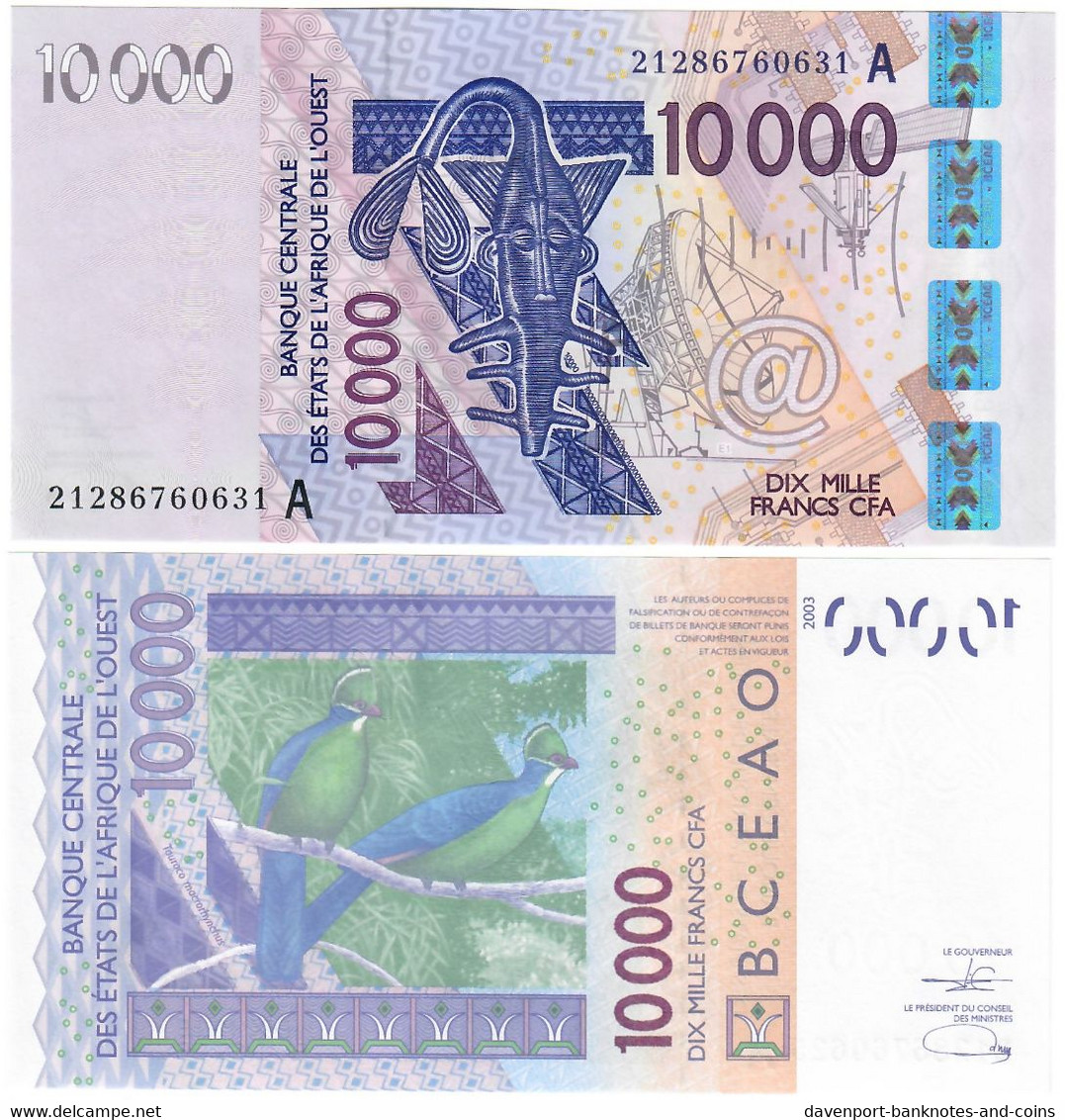 Côte D'Ivoire (Ivory Coast) 10,000 Francs CFA 2003 (2021) "A" UNC - Côte D'Ivoire