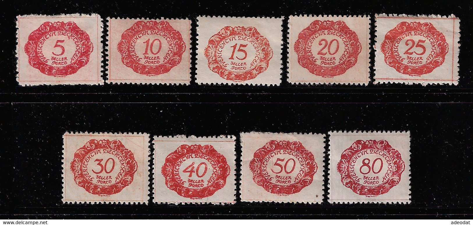 LIECHTENSTEIN 1920  POSTAGE DUES SCOTT J1-J9 - Segnatasse