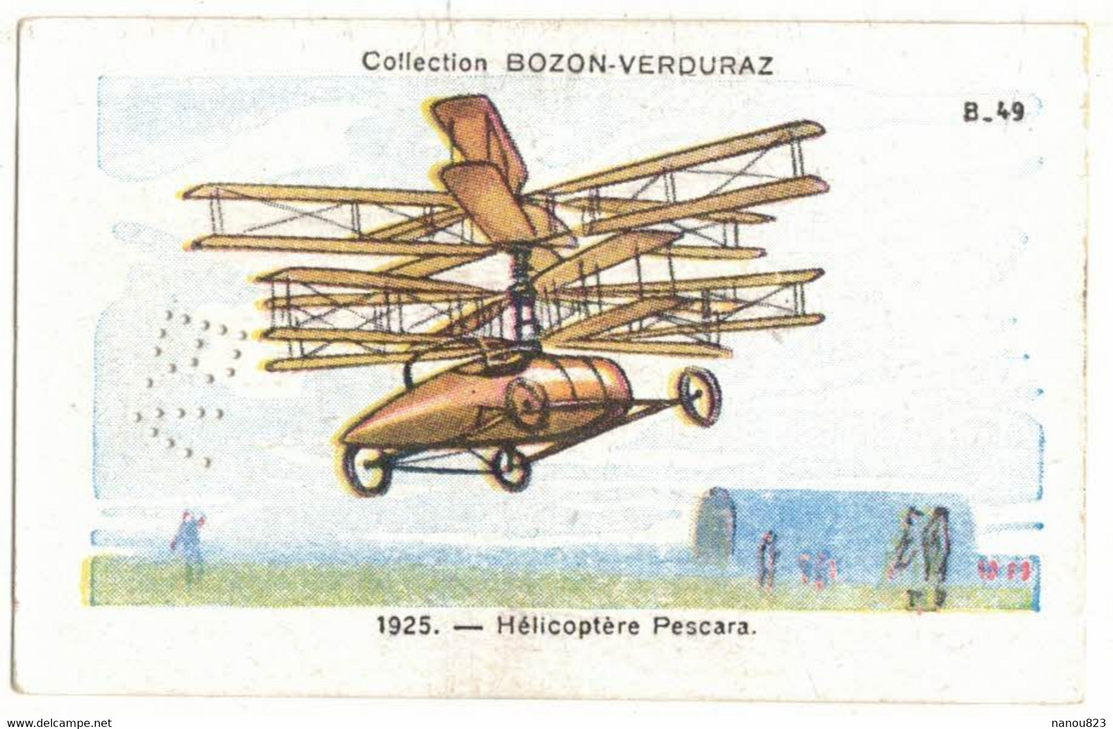 CHROMO PUBLICITE PATES NOUILLES BOZON VERDURAZ AERONAUTIQUE AVIATION AERONEF HELICOPTERE PESCARA - Autres & Non Classés