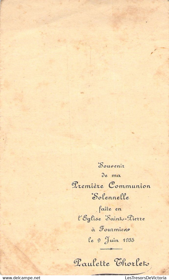 Souvenir Prière Communion Solennelle église St Pierre à Fourmien Le 9 Juin 1935 - Paulette Chorlet - Kommunion Und Konfirmazion