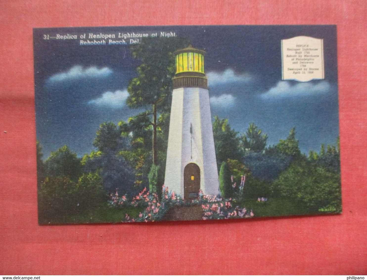 Night View Replica Of Henlopen Lighthouse.  Rehoboth Beach.   - Delaware      Ref 5440 - Otros & Sin Clasificación