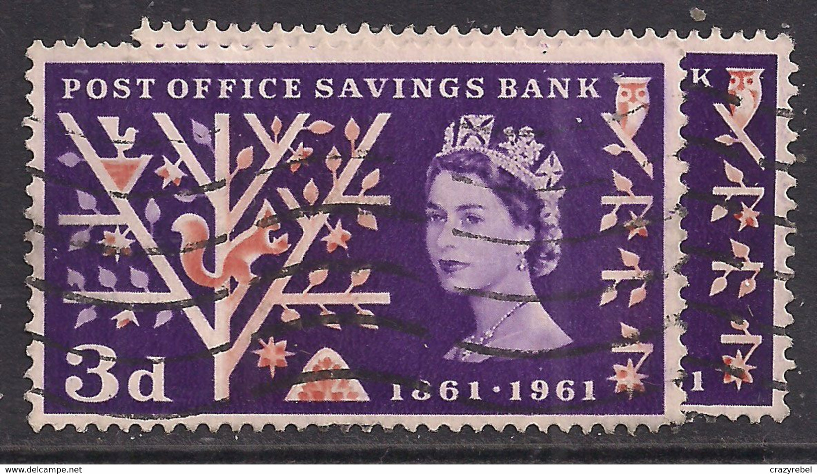 GB 1961 QE2 3d Post Office Savings Error Sailors Hat SG 624A ( B1133 ) - Varietà, Errori & Curiosità