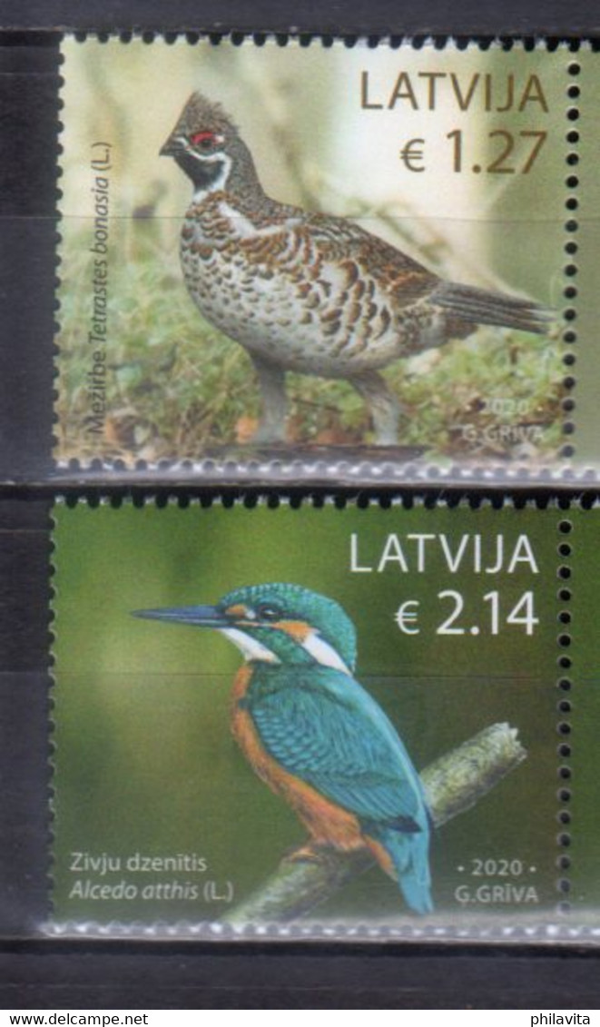 2020 Latvia Birds Of Latvia Issue 2v MNH** MiNr. 1106 - 1107 Hazel Grouse Kingfisher Animals Fauna - Latvia