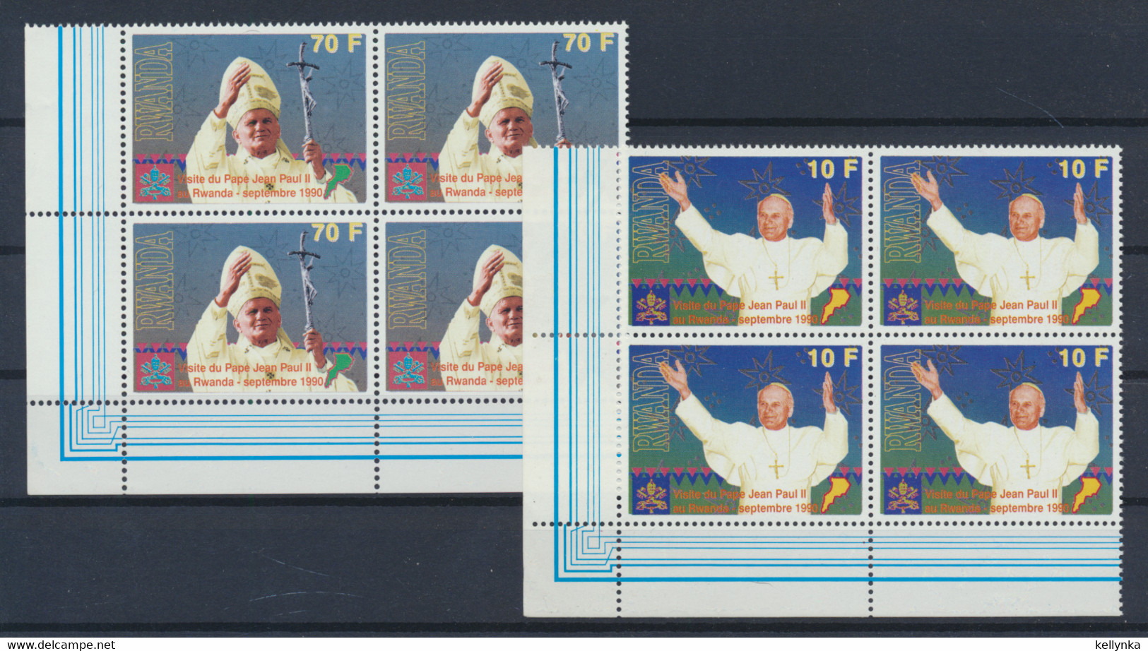 Rwanda - 1377/1378 - Blocs De 4 - Pape Jean-Paul II - 1990 - MNH - Neufs