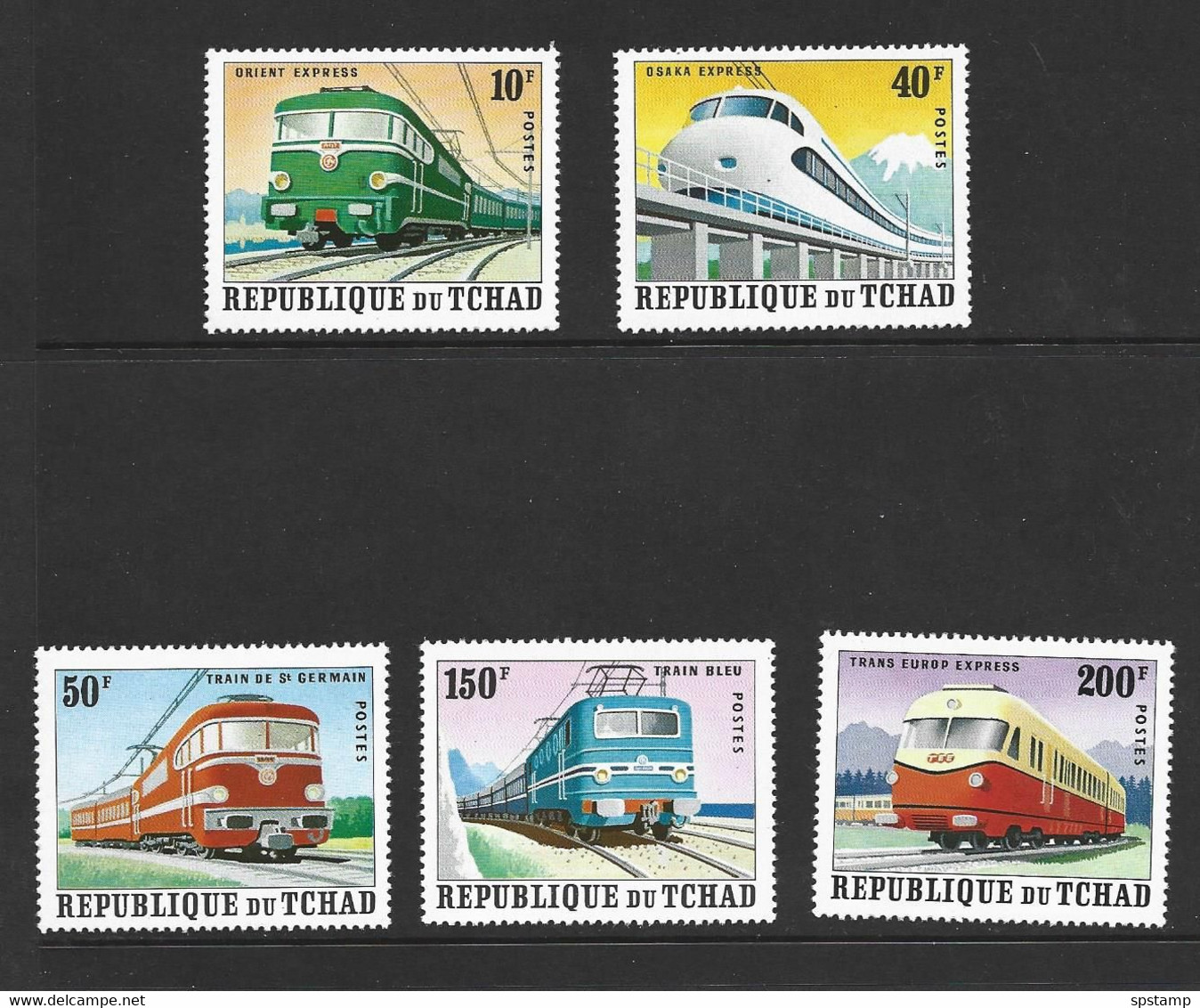 Chad Tchad 1972 Trains / Locomotives Set Of 5 MNH - Ciad (1960-...)