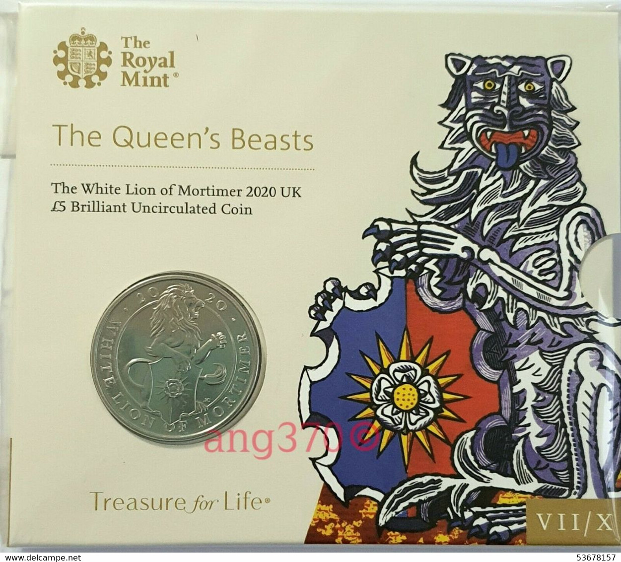 Great Britain -  5 Pounds, 2020 The Queen's Beasts - White Lion Of Mortimer, BU, Royal Mint Pack - Sammlungen