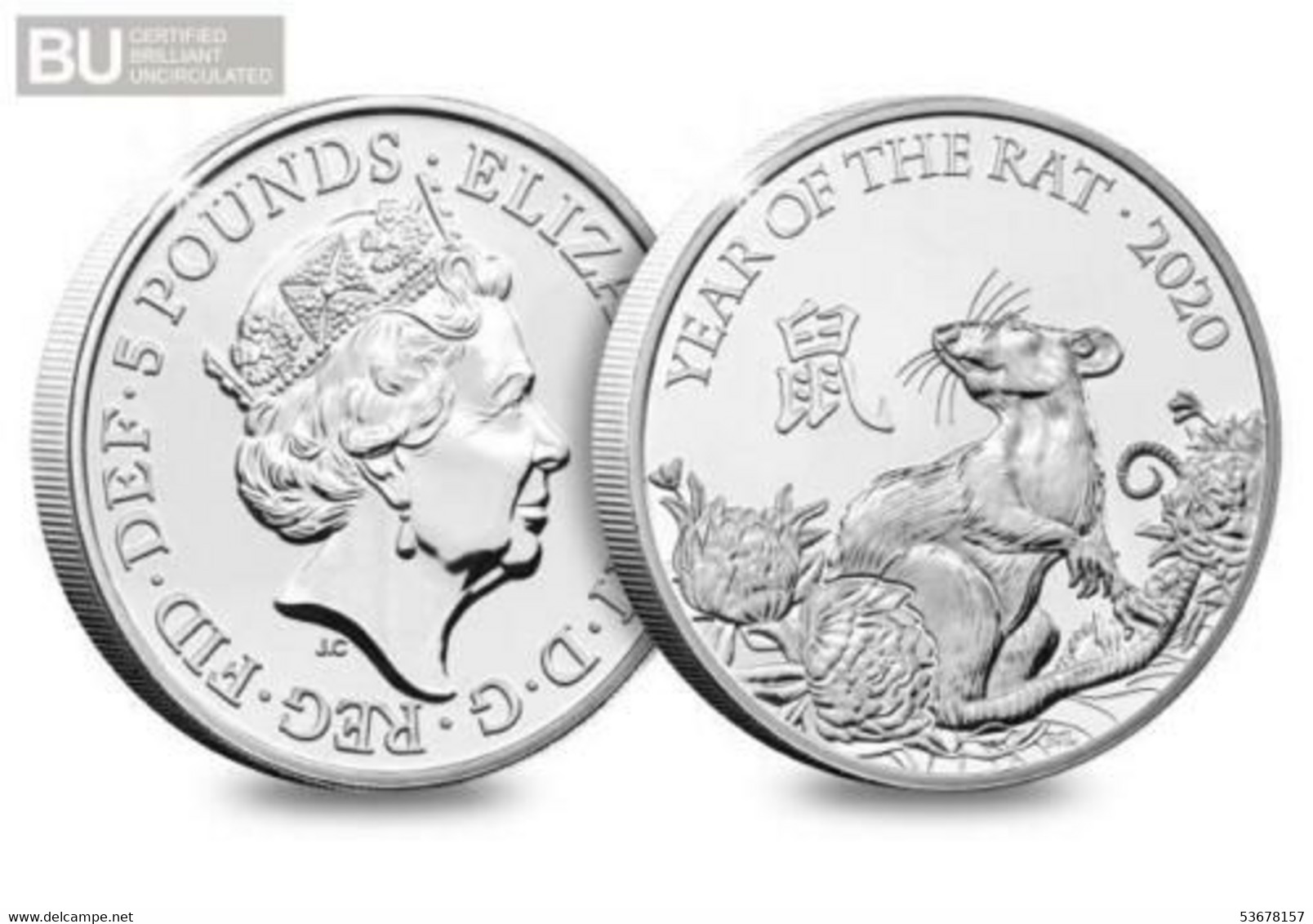 Great Britain - 5 Pounds, 2020, Year Of The Rat, BU, Royal Mint Pack - Collections