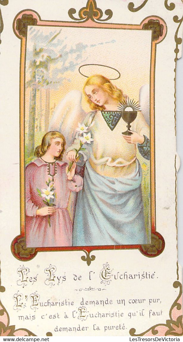 Souvenir De Communion Solennelle - Image Pieuse - Marguerite Amiot - Valenciennes Le 17 Mai 1914 - - Communie