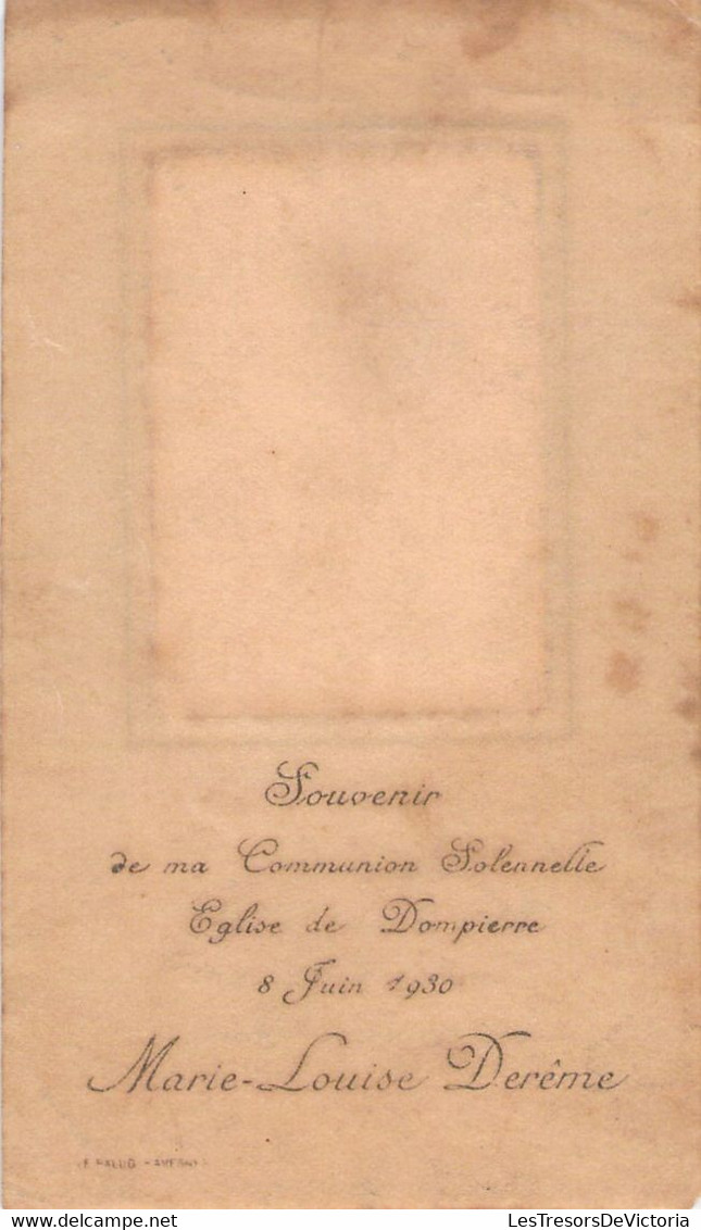 Souvenir De Communion Solennelle - Image Pieuse - Eglise De Dompierre - 8 Juin 1930 - Marie Louise Dereme - Comunión Y Confirmación