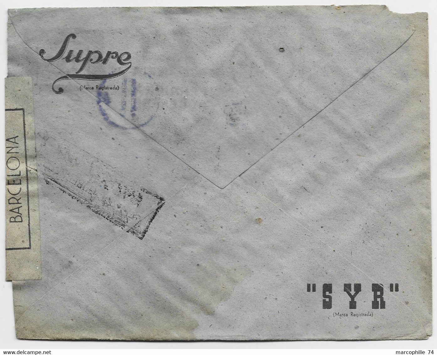 ESPANA 75C+ 1PTA 50C LETTRE COVER CORREO AEREO BARCELONA  1943   TO SUISSE CENSURA - Lettres & Documents