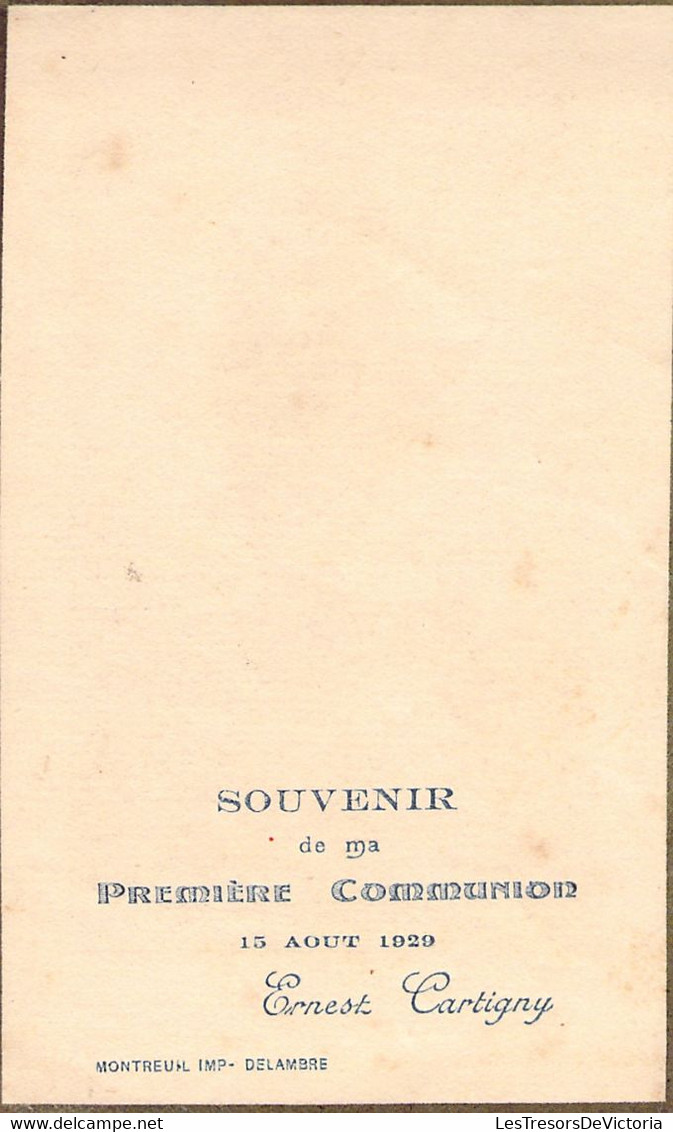 Souvenir De 1ere Communion - Image Pieuse - 15 Aout 1929 - Ernest Cartigny - Comunión Y Confirmación