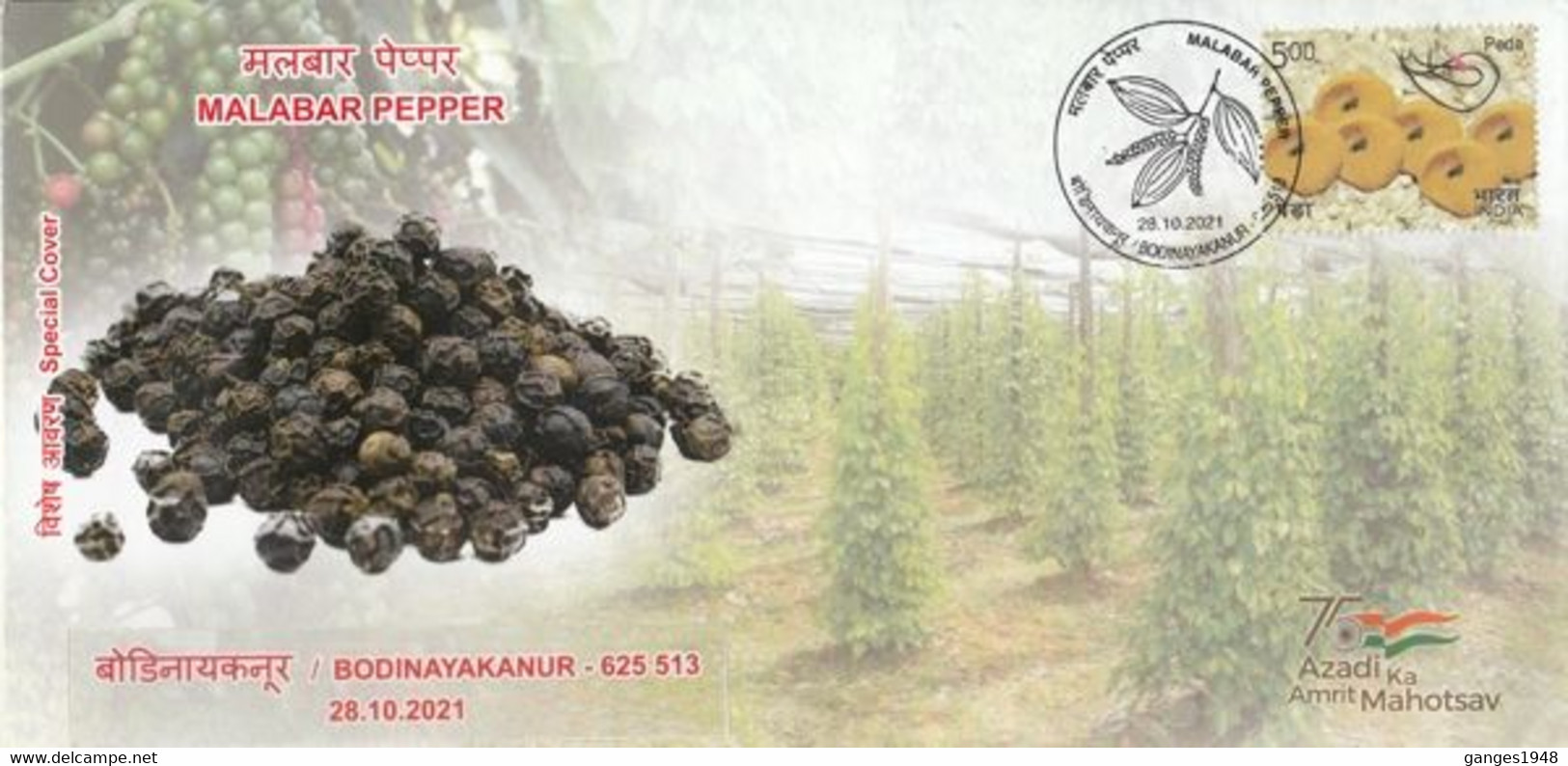 India  2021  Vegetables  Dried Spice  Malabar Pepper  Special Cover #  34064   D Inde Indien - Groenten