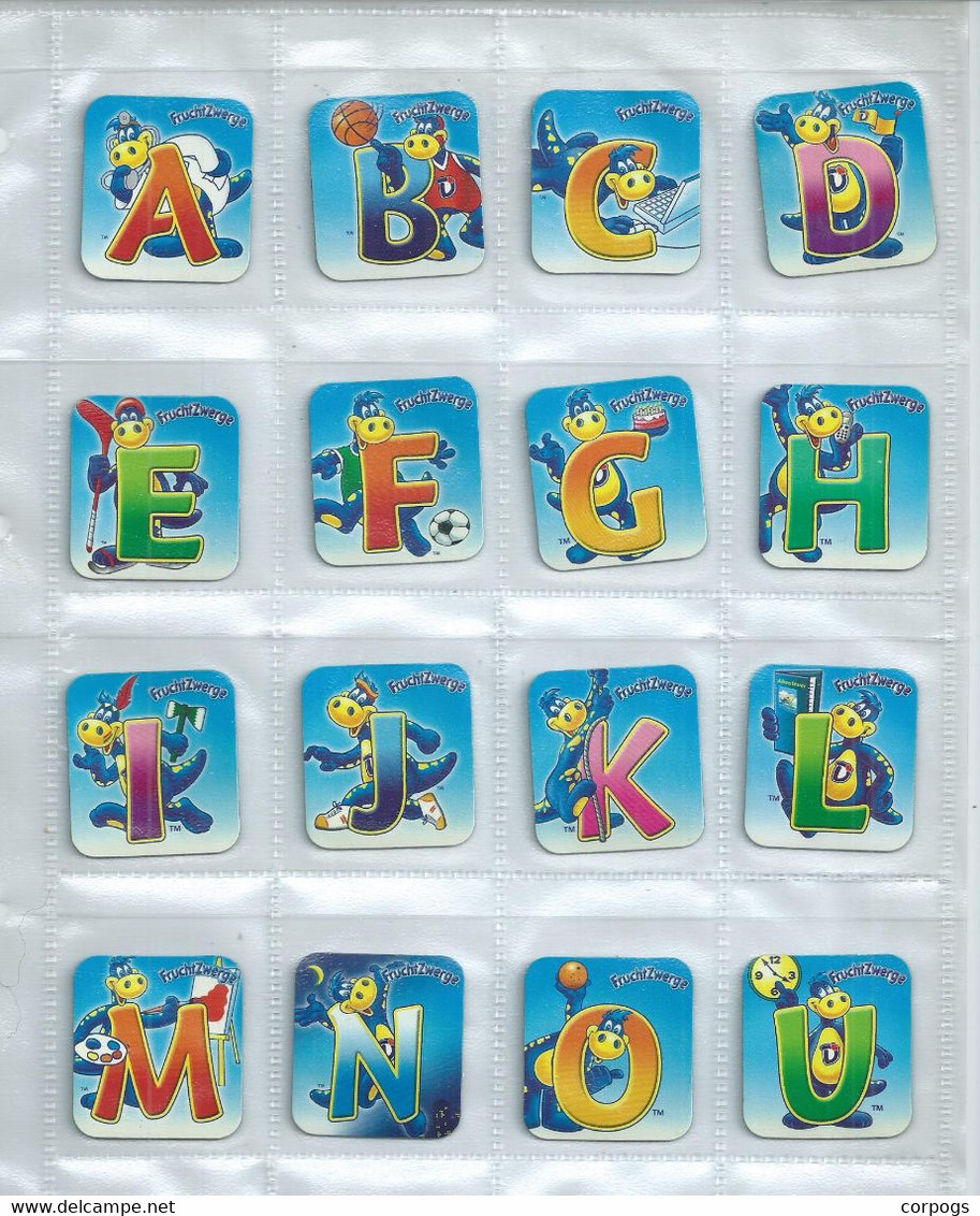 16 Danone Frucht Zwerge Alphabet Magneten Magnets Aimant From Duitsland Germany - Buchstaben Und Zahlen