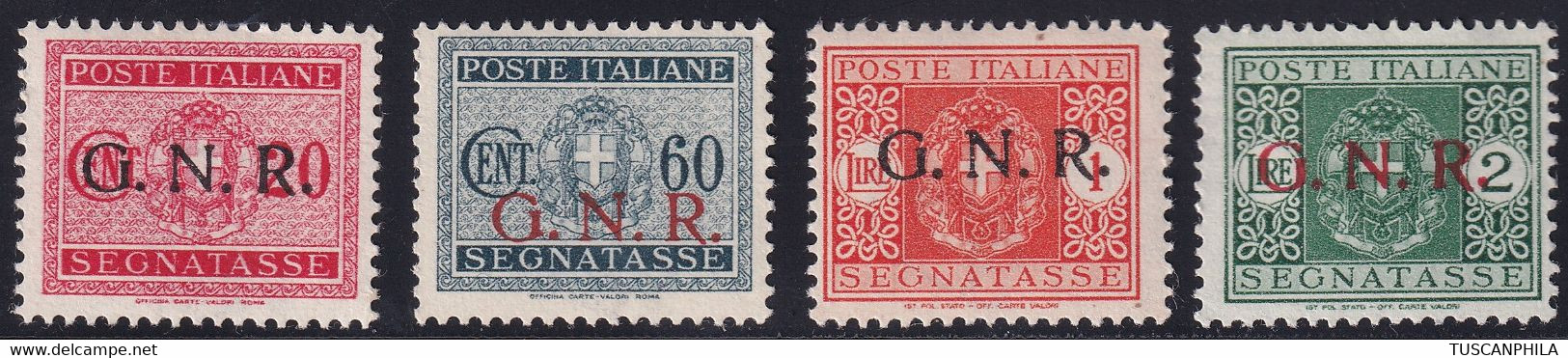 GNR 1944 Segnatasse Tir. Verona Serie Di 4 Valori Sass. 49 + 54/56 MH* Cv. 680 - Segnatasse