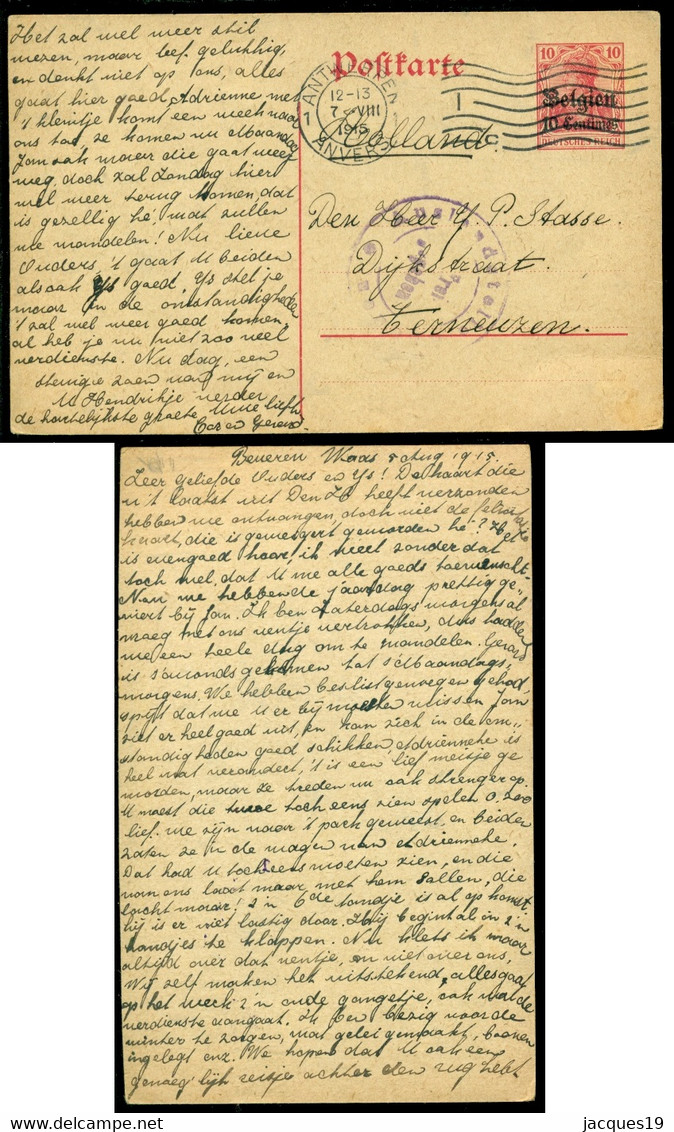 België 1915 Postkaart Van Antwerpen Naar Terneuzen (NL) "Freigegeben" - Deutsche Besatzung