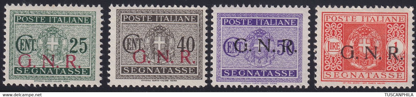 GNR 1944 Segnatasse Tir. Brescia Serie Di 4 Valori Sass. 53/l MH* + 50/l+52/l+55/l MNH** Firmati Sassone Cv. 204 - Portomarken