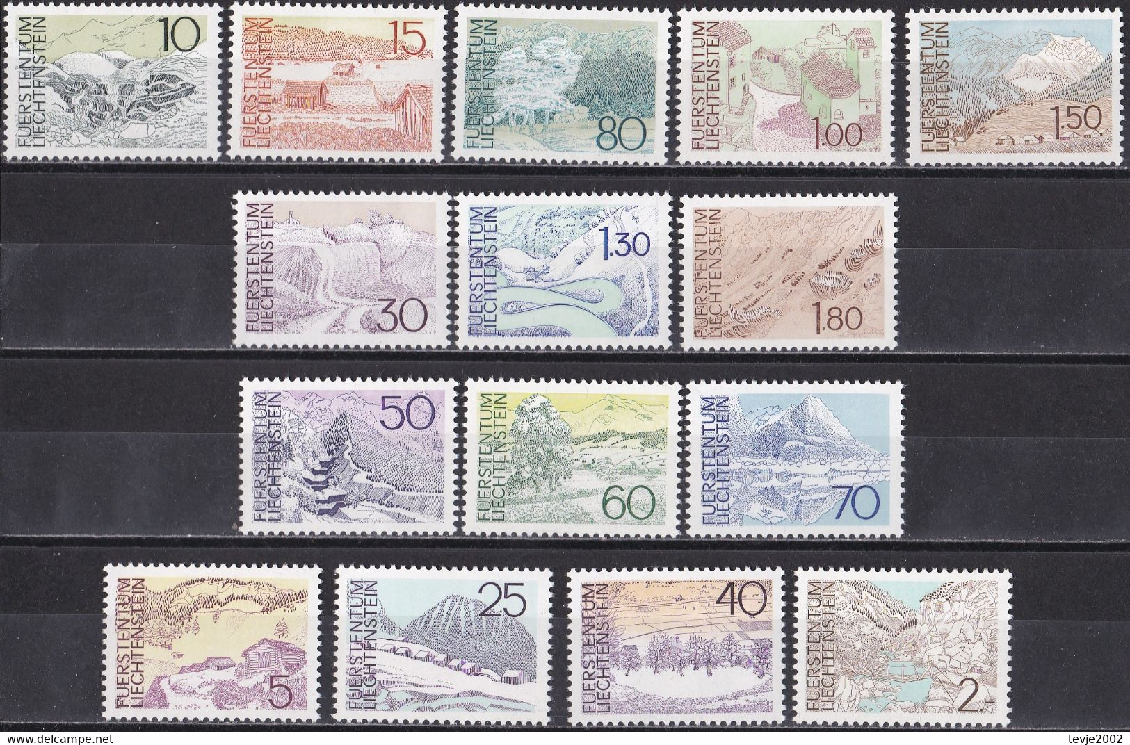 Liechtenstein 1972/73 - Freimarken Landschaften - Postfrisch MNH - Nuovi