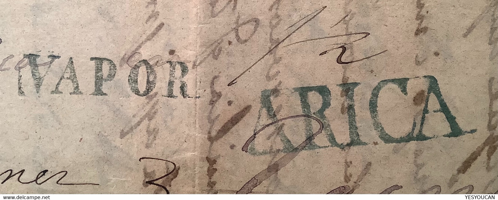 „ARICA+VAPOR“1852 Entire Letter CADIZ SPAIN Via London Throgmorton St Forwarder & Southampton>Tacna (Peru Perou Cover - Perú