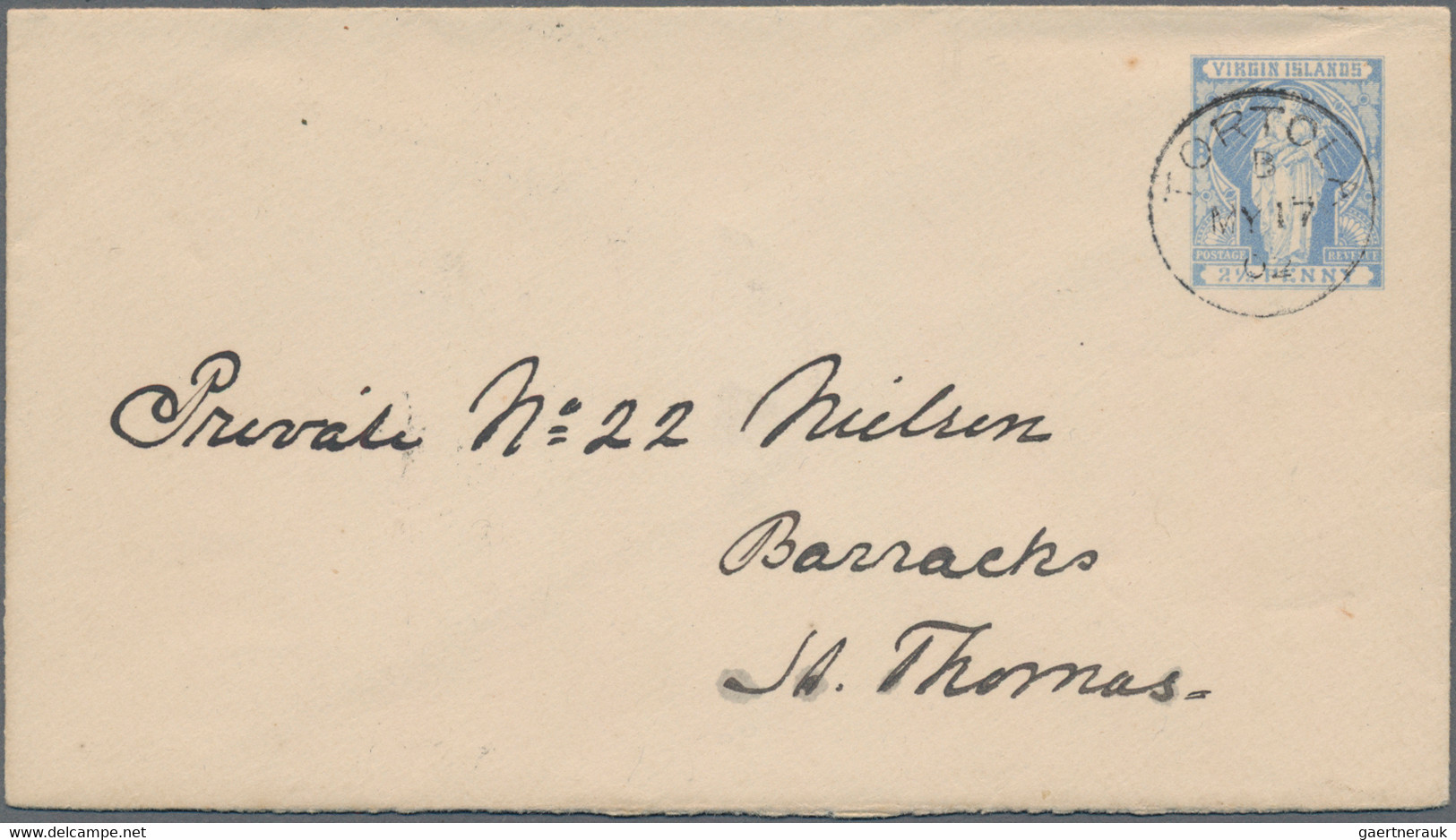 Jungfernsinseln - Ganzsachen: 1901, Stationery Envelope 2 1/2d Light Blue Canc. "TORTOLA MY 17 02" T - British Virgin Islands