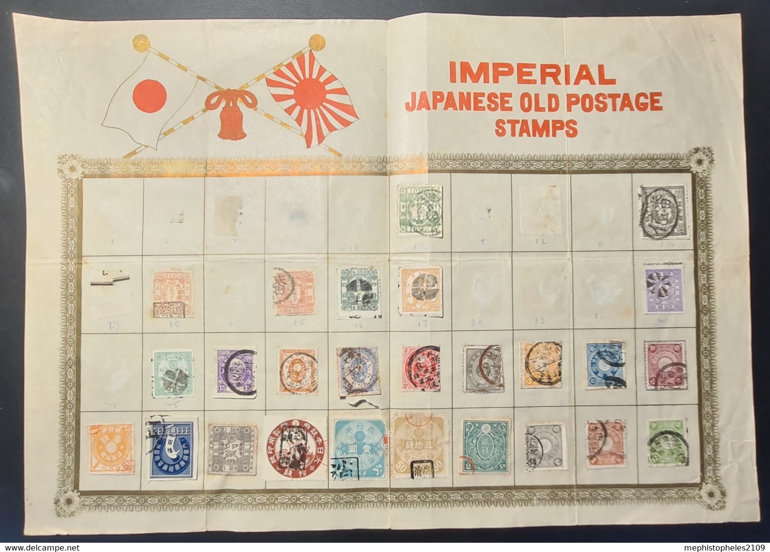 JAPAN - IMPERIAL OLD POSTAGE STAMPS - On A Decorative Sheet - For Condition See Scan! - Collezioni & Lotti