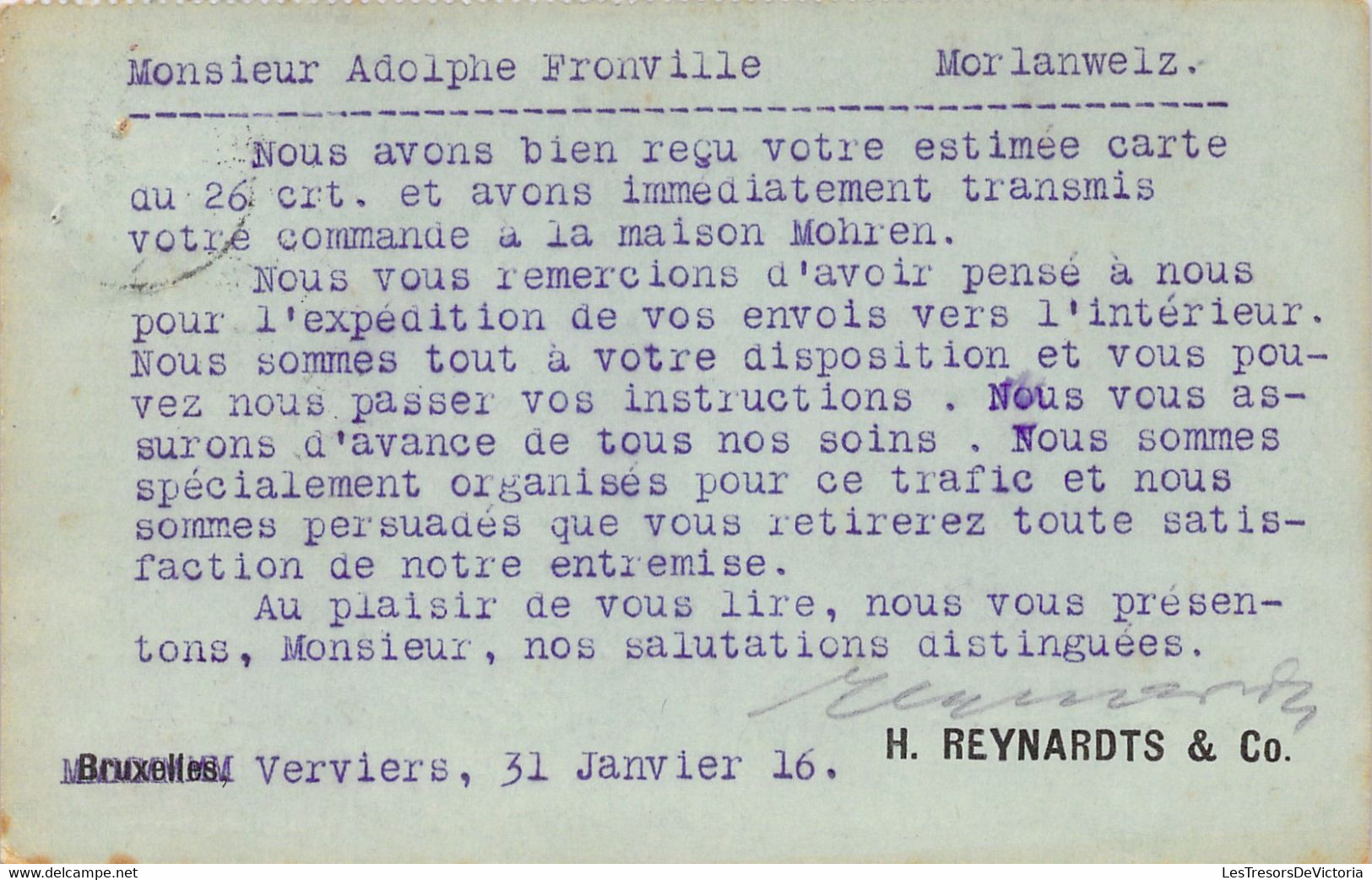 Carte Postale Universelle - Verviers Morlanwelz - Timbre D'allemagne Avec Surcharge Belgien 5 Cent - 1916 - Geschichte