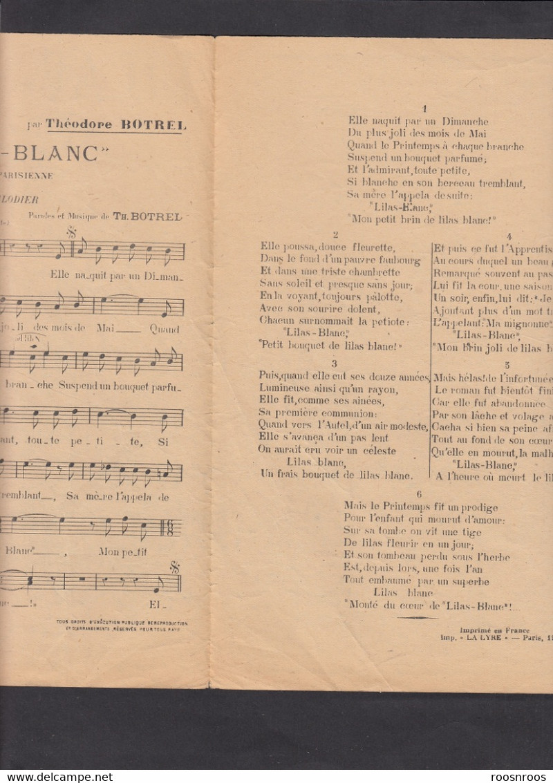 VIEUX PAPIERS -  PARTITION MUSICALE DE 1946 - BOTREL - LILAS BLANC - IDYLLE PARISIENNE - Partitions Musicales Anciennes