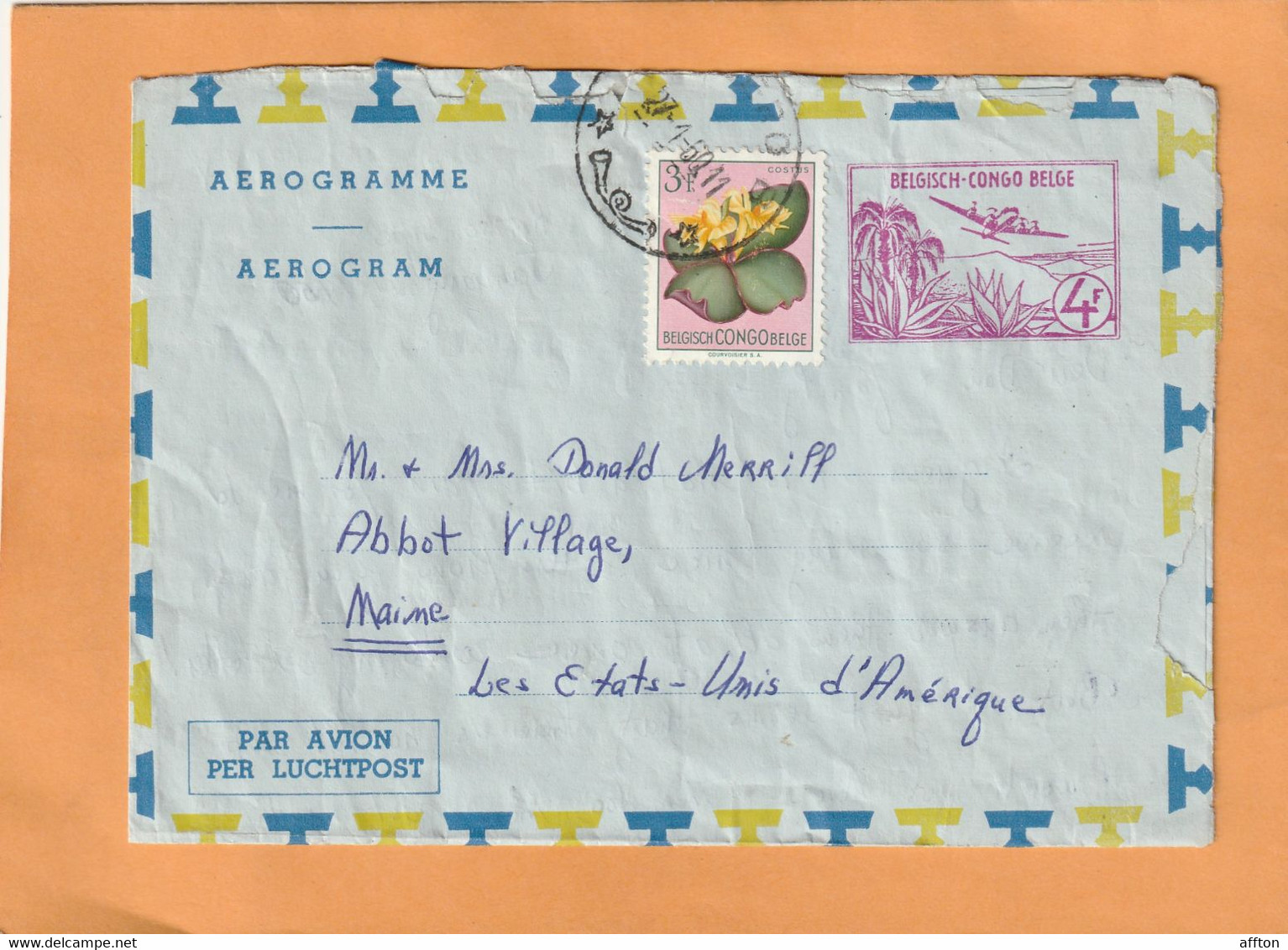 Belgian Congo Aerogram Mailed - Cartas & Documentos