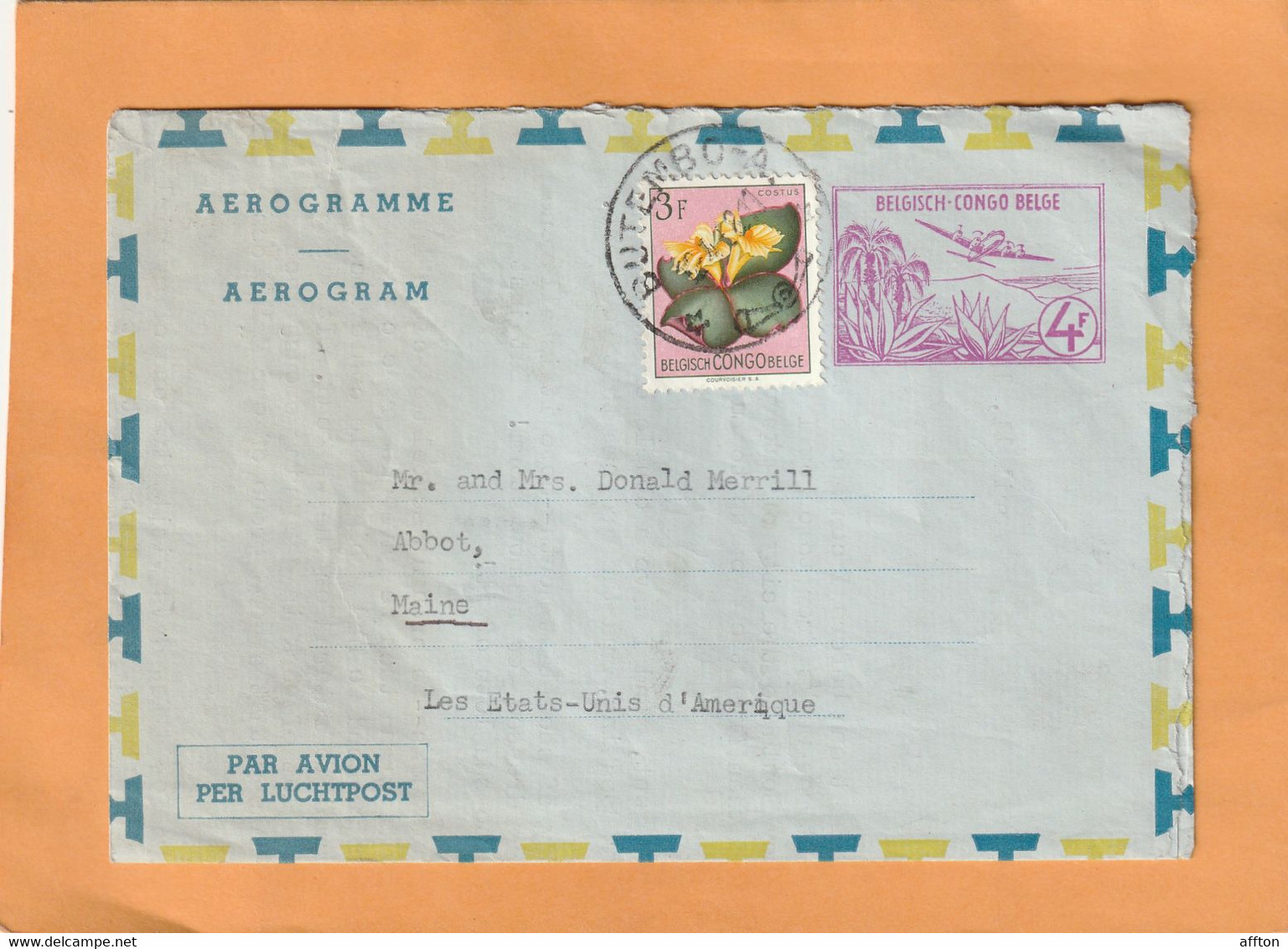 Belgian Congo Aerogram Mailed - Briefe U. Dokumente