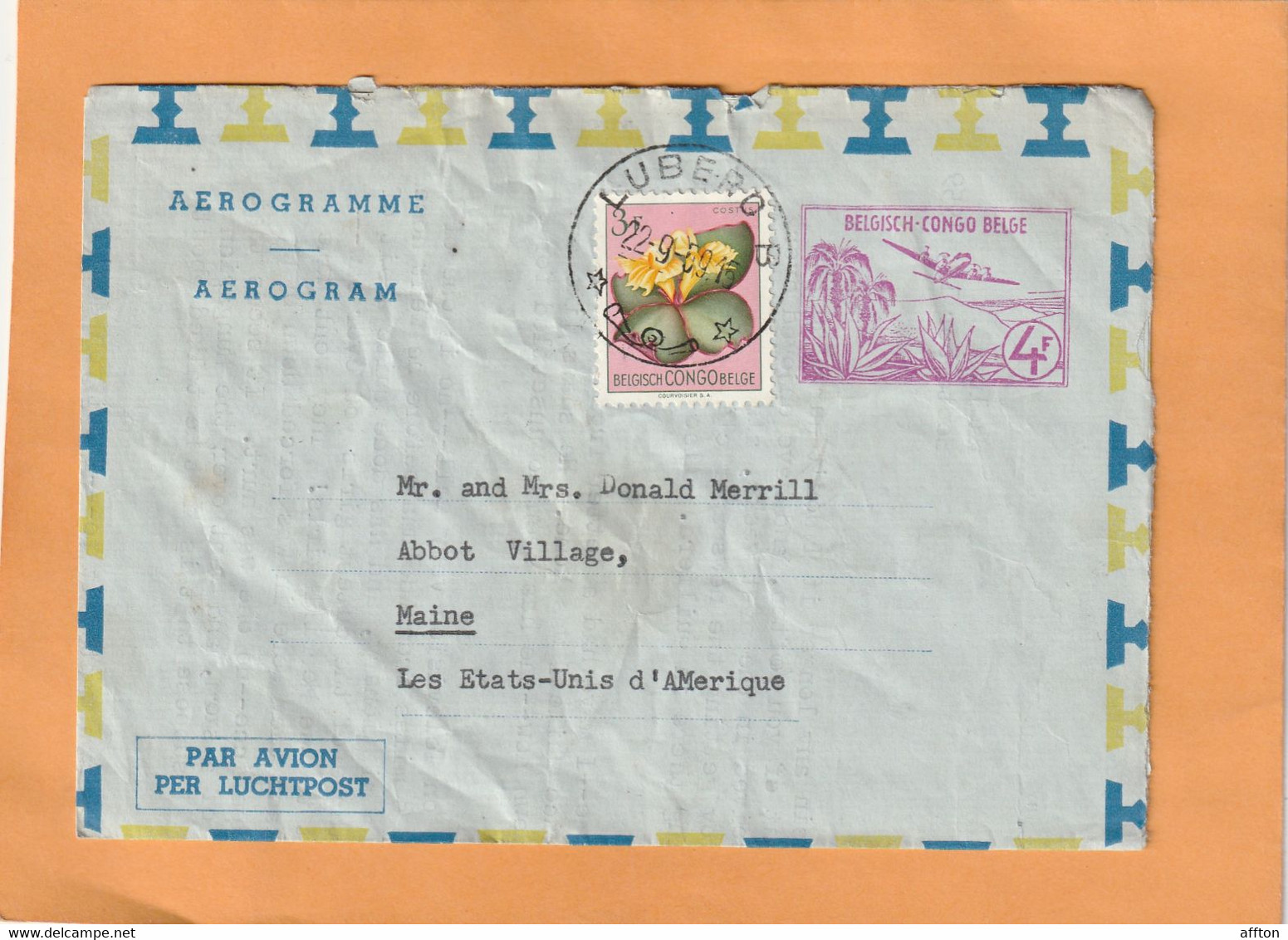 Belgian Congo Aerogram Mailed - Lettres & Documents