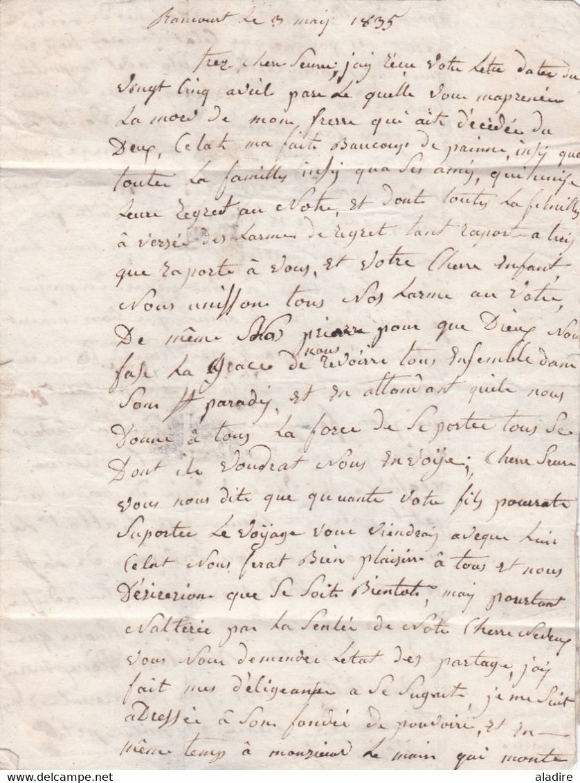 1835 - Cursive 53 REVIGNY, MEUSE sur lettre pliée avec corresp familiale 3 pages vers Versailles - taxe 6 - Banlieue