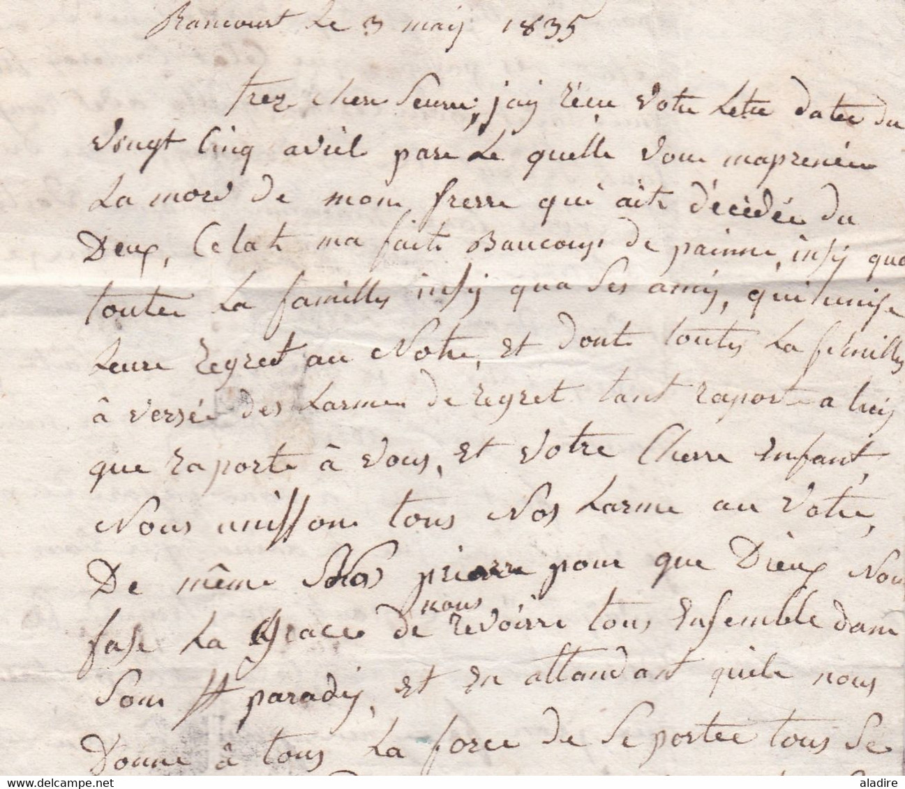 1835 - Cursive 53 REVIGNY, MEUSE sur lettre pliée avec corresp familiale 3 pages vers Versailles - taxe 6 - Banlieue