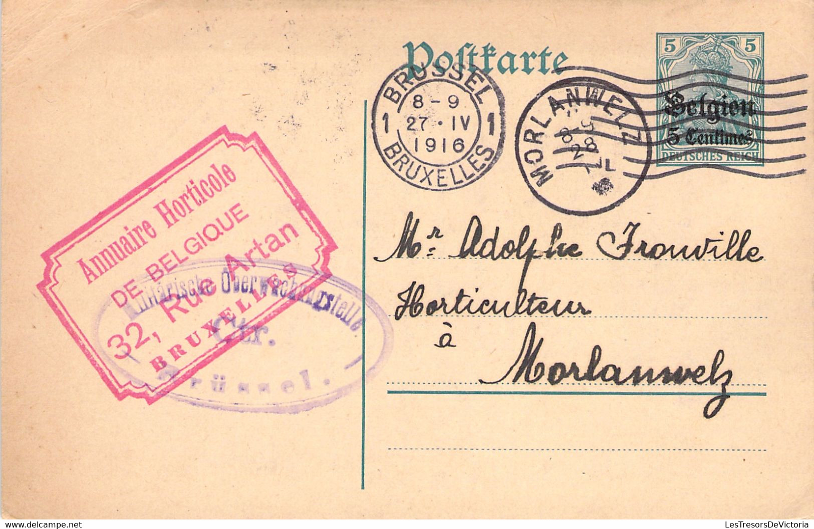 Lot X2 Carte Postale - Entier Postal - Timbre D'allemagne Avec Surcharge 5C - Litige Annuaire Horticole 1916 - Postcards 1909-1934