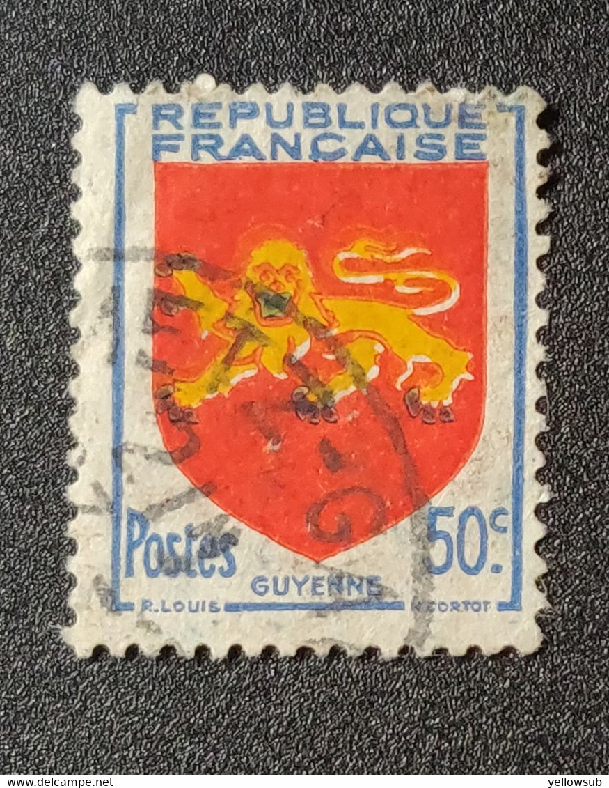 FRANCE : N° 839 - Blason De Guyenne- Décalage Couleur Jaune. - Used Stamps