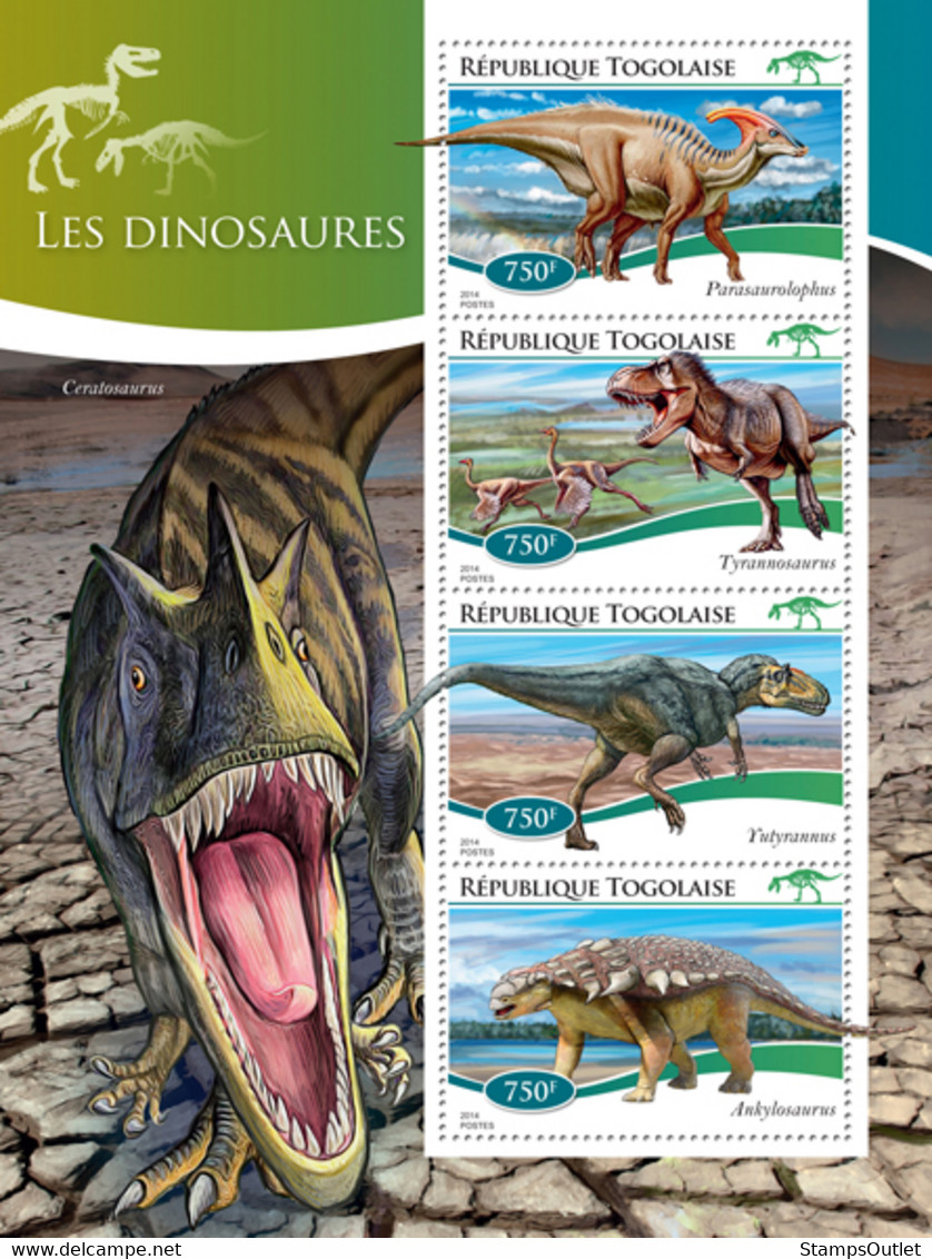 2014 TOGO MNH. DINOSAURS   |  Yvert&Tellier Code: 4282-4285  |  Michel Code: 6406-6409 - Togo (1960-...)