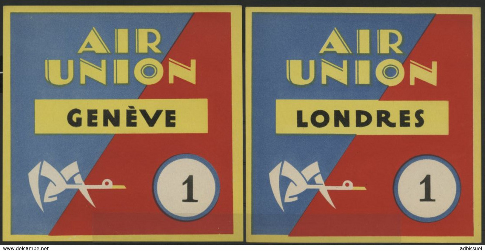 1923 - 1933 AVIATION AIR UNION (deviendra Air France En 1933) Etiquettes Bagage (Luggage Labels) - Sonstige & Ohne Zuordnung