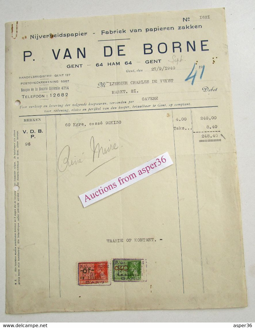 Fabriek Van Papieren Zakken, P. Van De Borne, Ham, Gent 1940 - 1900 – 1949