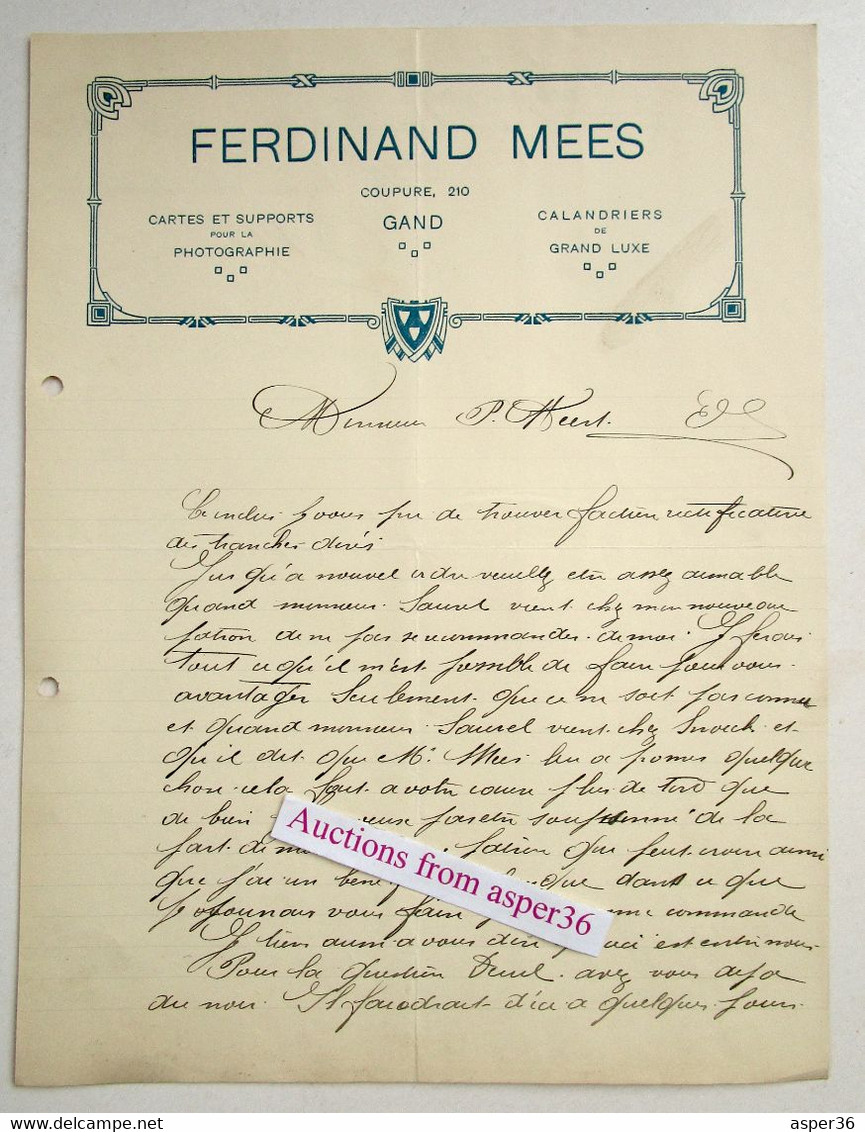 Cartes Pour Photographie, Calandriers, Ferdinand Mees, Coupure, Gent - 1900 – 1949