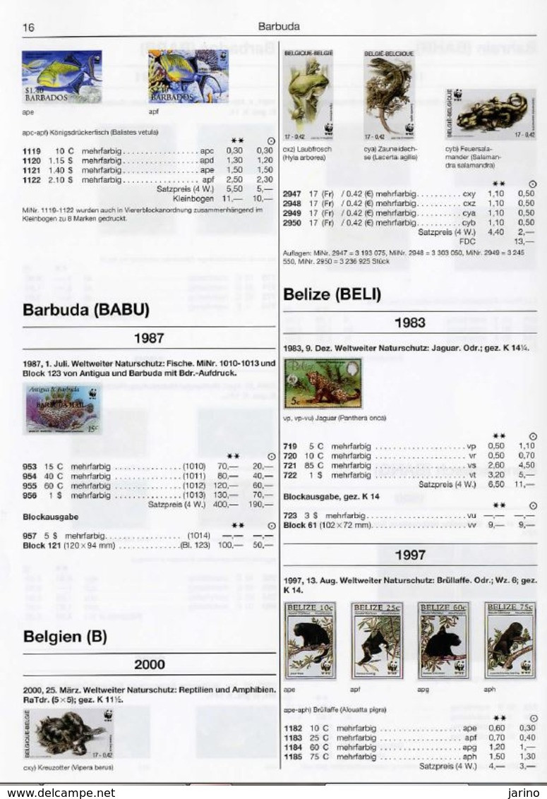 Michel Fauna Motiv Katalog WWF 2016, In Farbe Seiten 144 DVD, Briefmarken Aus Aller Welt - 200 Ländern - Deutsch