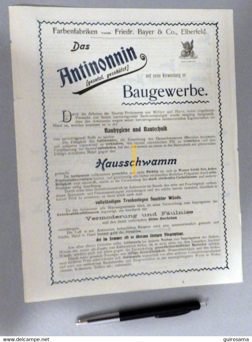 Das Antinonnin : Farbenfabricken Vom Bayer Und Co, Elberfield - 1899 - Le Premier Insecticide De Bayer 1899 - Agricoltura