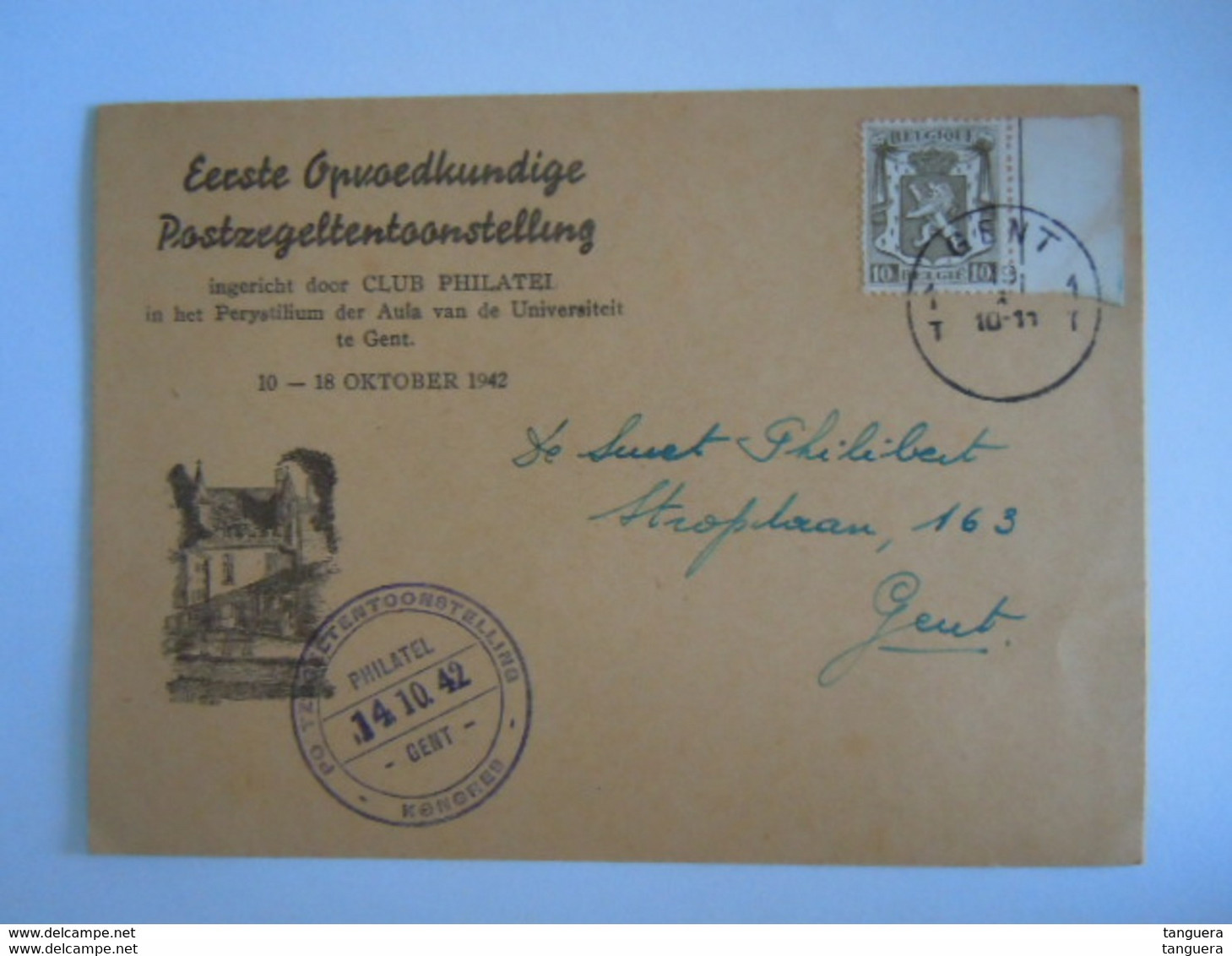 14.10.1942 Gent Eerste Opvoedkundige Postzegeltentoonstelling Kaartje Cob 420 - Covers & Documents