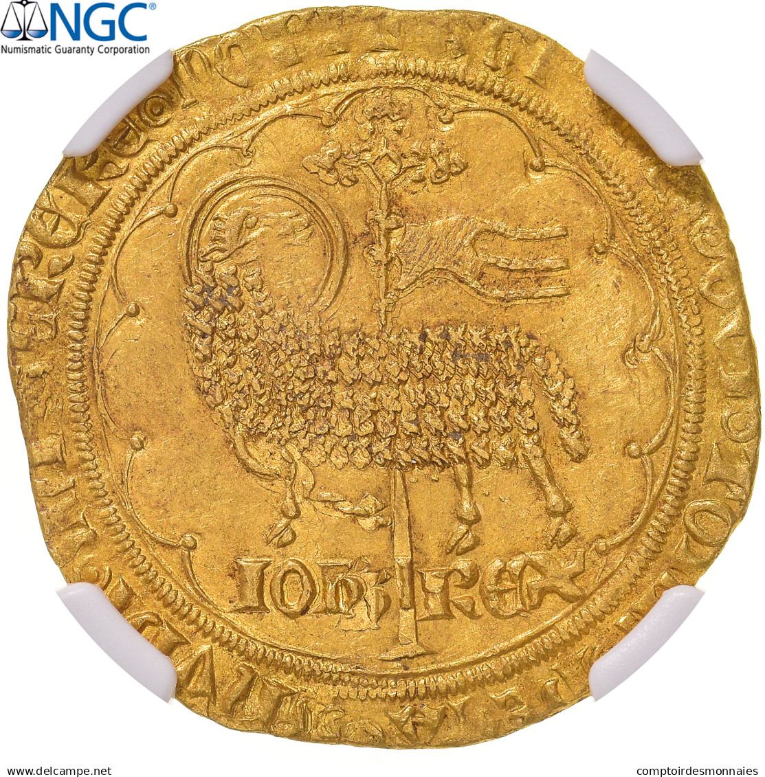 France, Jean II Le Bon, Mouton D'or, 1355, Trésor De Pontivy, Or, NGC, SUP+ - 1350-1364 John II The Good