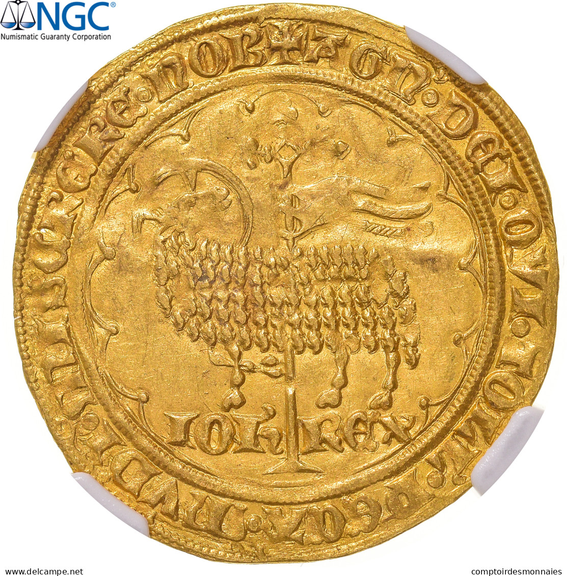 France, Jean II Le Bon, Mouton D'or, 1355, Trésor De Pontivy, Or, NGC, SUP - 1350-1364 Giovanni II Il Buono
