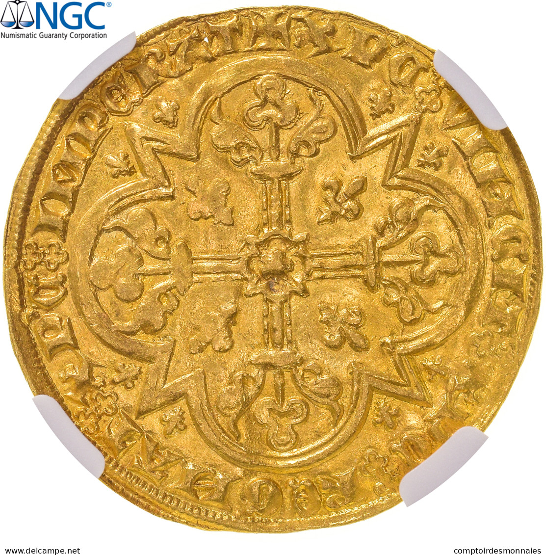 France, Jean II Le Bon, Mouton D'or, 1355, Trésor De Pontivy, Or, NGC, SUP - 1350-1364 Jean II Le Bon