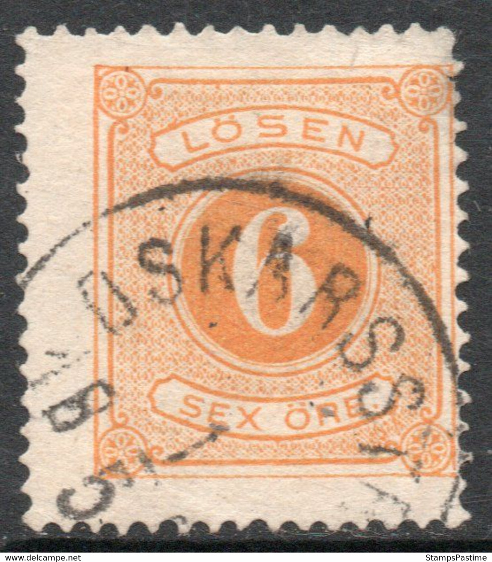 SUECIA – SWEDEN Sello Usado Para Uso En TASA (TAXE) CIFRA X 6 ö. Dentado 14 Año 1874 – Valorizado En Catálogo € 85,00 - Revenue Stamps