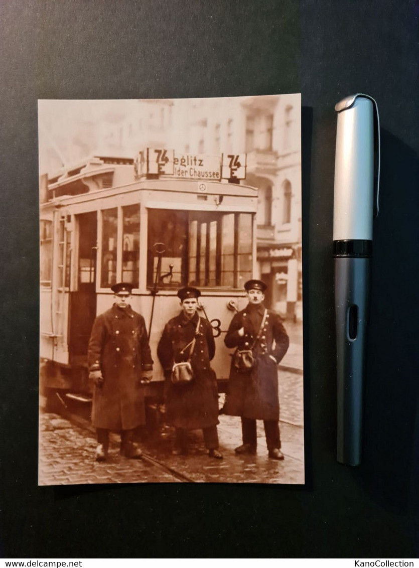 Berlin Steglitz 1926, Straßenbahn 74E Mit Schaffnerpersonal, Foto-Abzug, S/w 10 X 15 Cm 25 - Trains