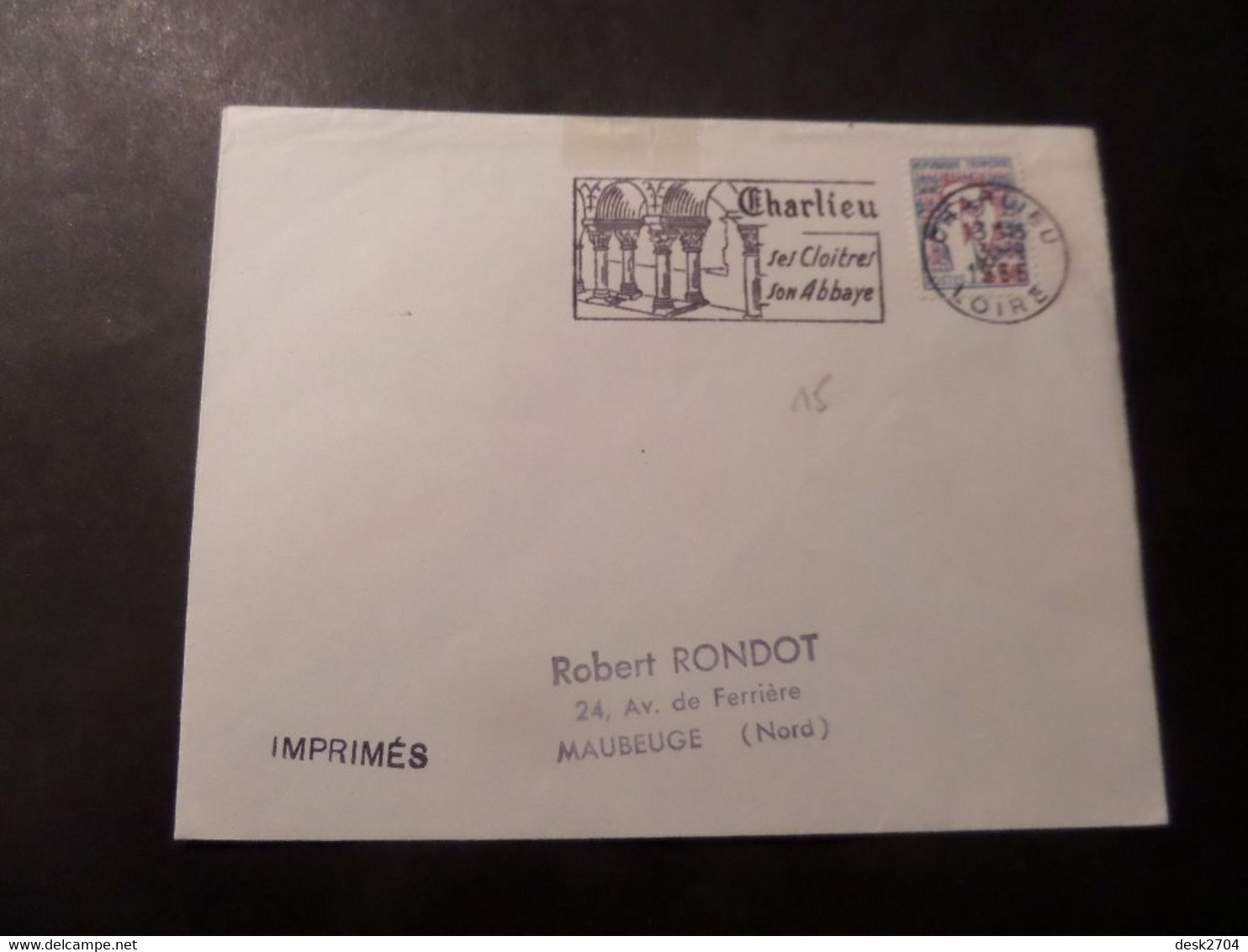 Enveloppe  Cachet CHARLIEU 3  9 1966 LOIRE / Flamme CHARLIEU SES CLOITRES, SON ABBAYE - 1961 Marianne (Cocteau)